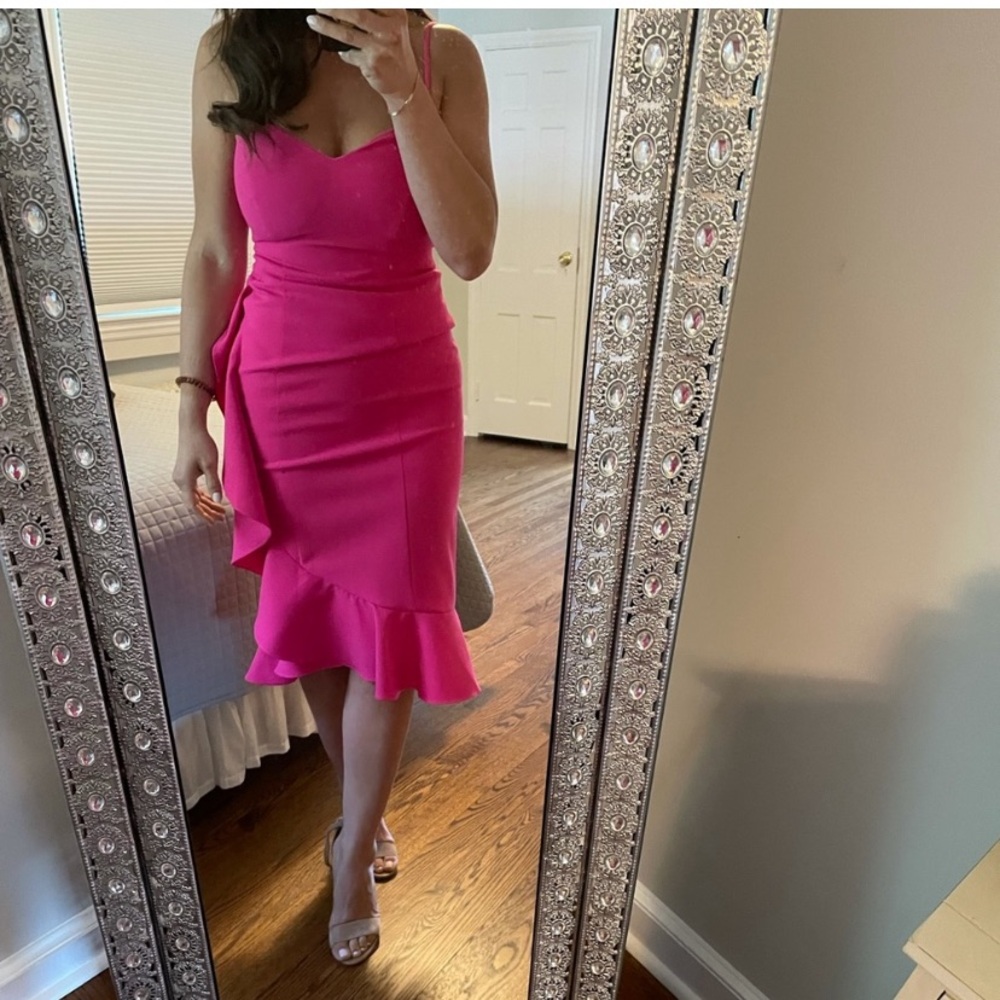 Likely Pink One Shoulder Sheath Dress